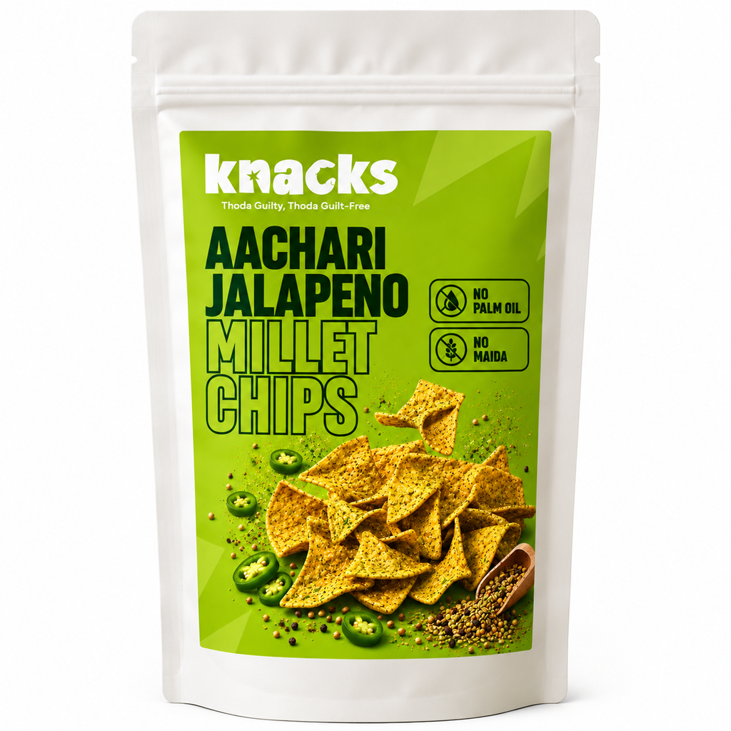 Knacks Aachari Jalapeno Millet Chips - 80g (Pack of 2)