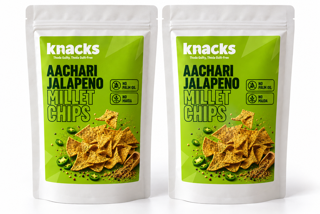 Knacks Aachari Jalapeno Millet Chips - 80g (Pack of 2)