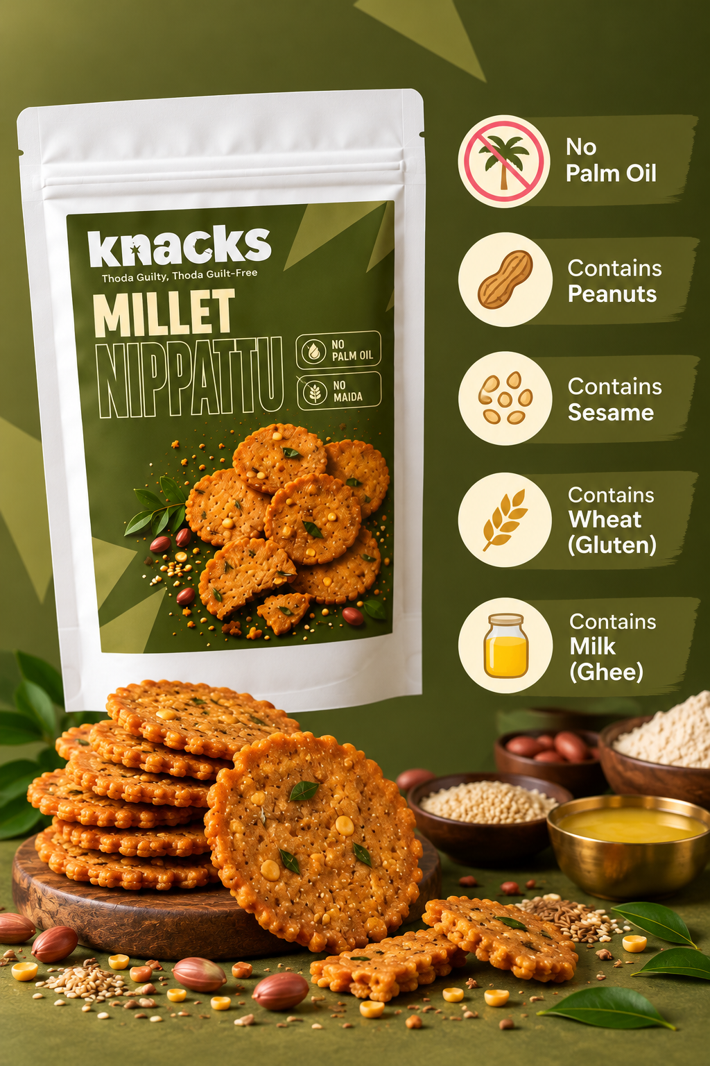 Knacks Millet Nippattu - 150g (Pack of 2)