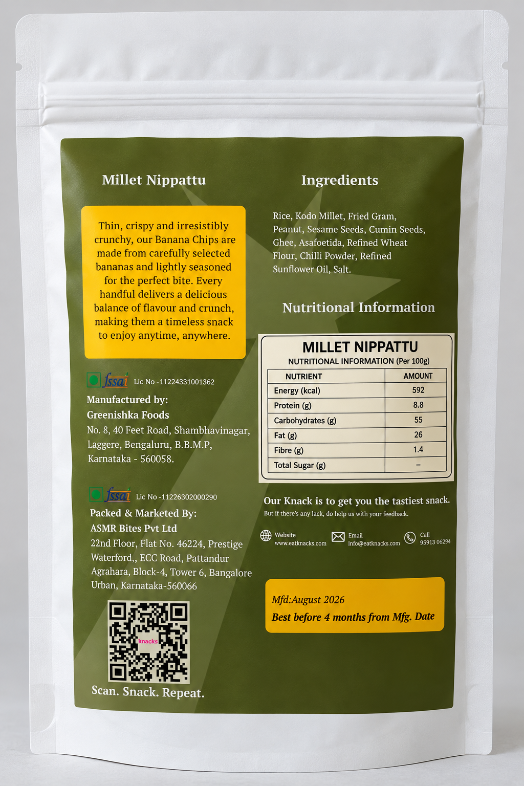 Knacks Millet Nippattu - 150g (Pack of 2)