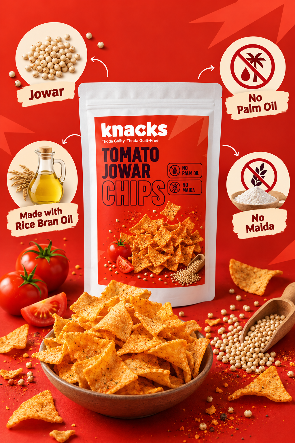 Knacks Tomato Jowar Chips - 80g (Pack of 2)