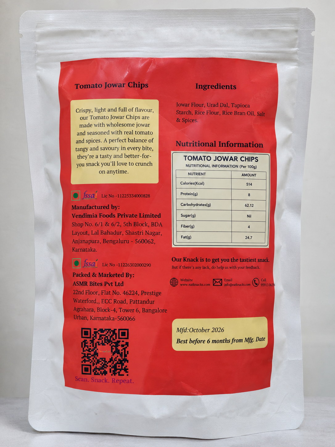Knacks Tomato Jowar Chips - 80g (Pack of 2)