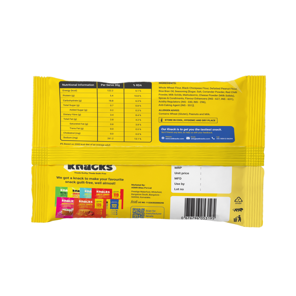 Knacks Cheesy Peasy Khakhra (6 Packets)