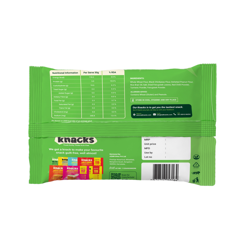 Knacks Methi-licious Khakhra (6 Packets)