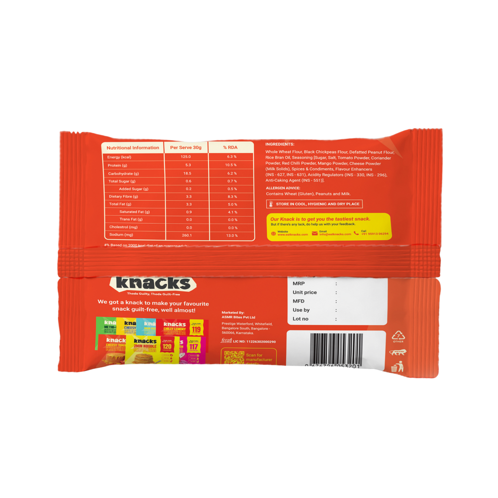 Knacks Cheesy Tomato Khakhra (6 Packets)