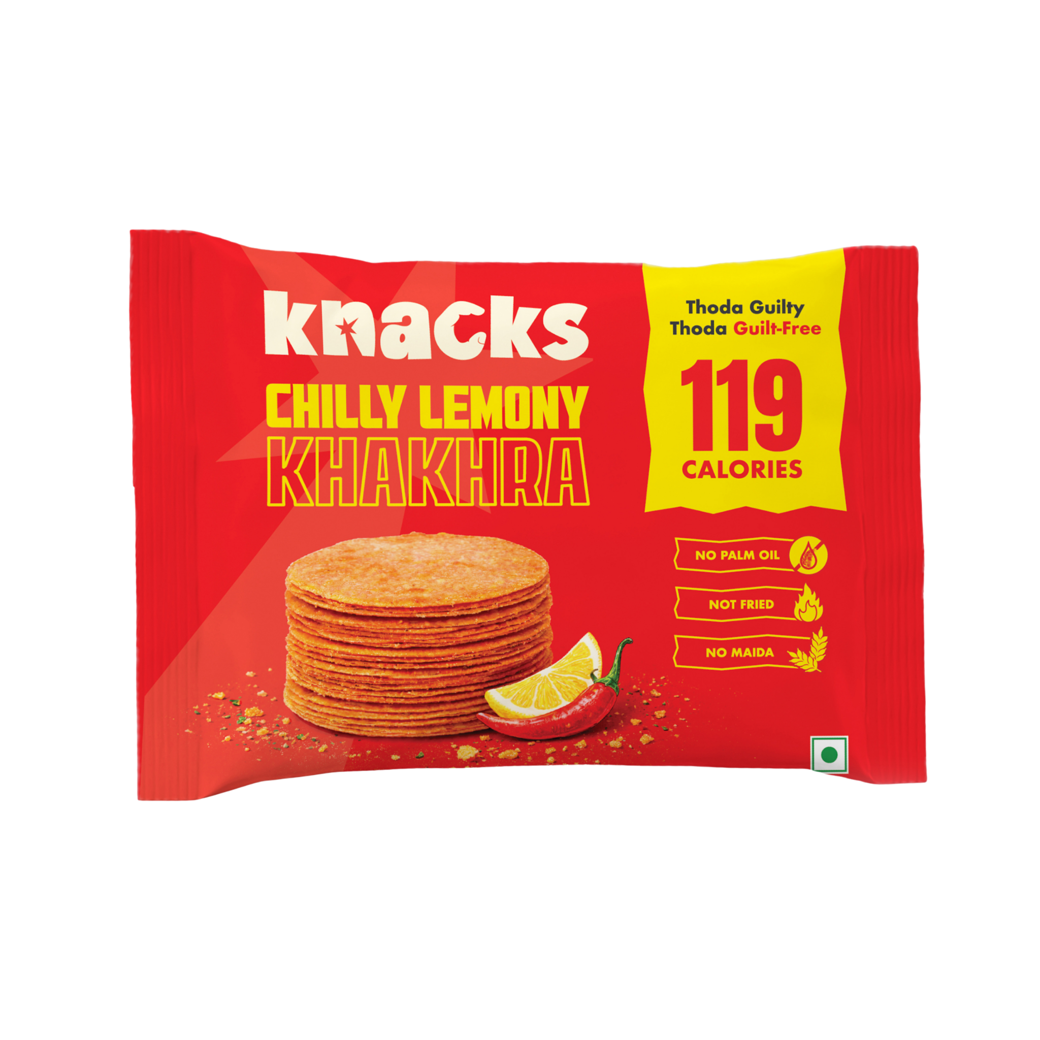 Knacks Chilly Lemony Khakhra (6 Packets)