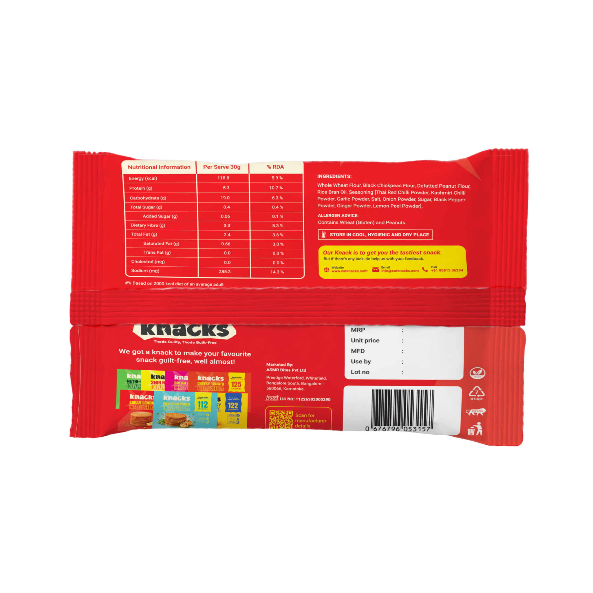 Knacks Chilly Lemony Khakhra (6 Packets)